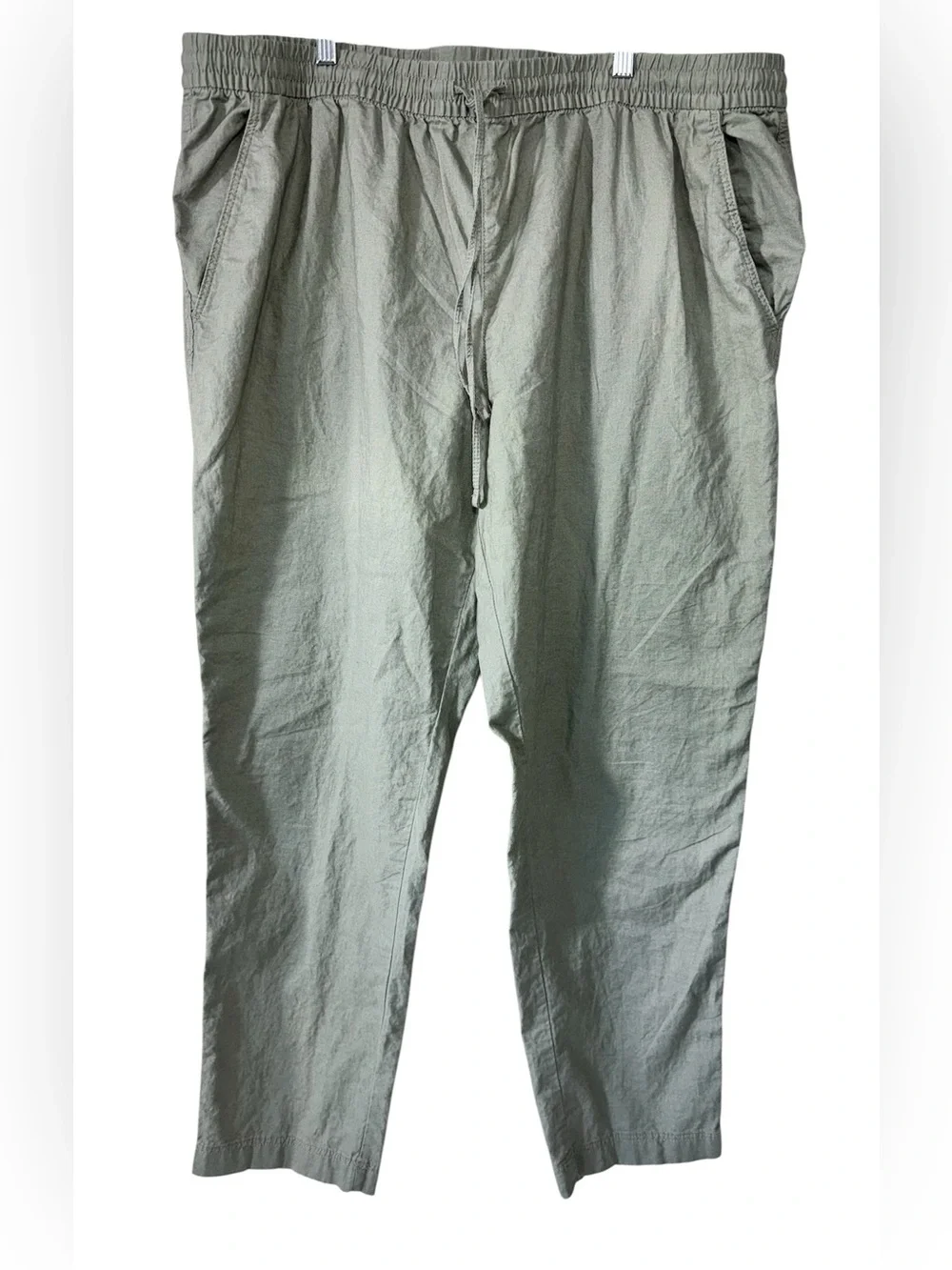 H&M Linen Blend Drawstring Pull On Jogger Pants Sage Green | Women’s XXL